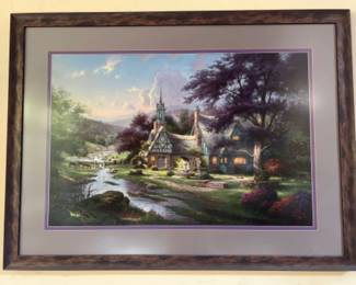 Thomas Kinkade Clocktower Cottage Framed Art Print - 35” x 47”