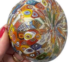 1970s Murano Hand-Blown Glass Millefiori Attr. Multi-Colored Bowl +
