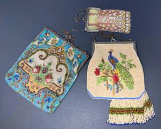 Antique Victorian Seed Bead & Art Deco Mesh Purses
