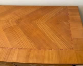 Excelsior Designs dining set—table, 6 chairs and a buffet. Made in Italy (Italian Modern style). Blonde maple with inlaid design and black accents, high gloss finish. Table and chairs are priced together, but we’ll give a discount if you buy the buffet too!