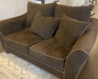 Chocolate brown microfiber sofa and loveseat. These are very deep and comfy!