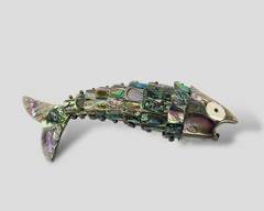 Vintage Articulated Mother Of Pearl Figural Fish Bottle Opener