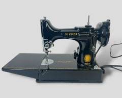 Vintage Black Singer 221 Featherweight Sewing Machine in Box