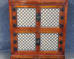Fantastic Asian Antique Lattice Work Iron Handwork Cabinet