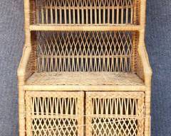 Fantastic Tall 72.5" Vintage Rattan 2 Door Cabinet Footed