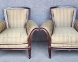 Pair Baker Furniture Fantastic Silk Upholstered Lounge Chairs