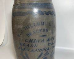 Antique Alexandria Virginia E. J. Miller & Son Dealers in China and Glass Ware Crock Stamped Alexandria VA