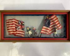 Vintage US Revolution Diorama of The First Stars and Stripes and the Grand Union Flag