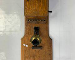 Antique American Bell Telephone Company Wall Mount Hand Crank Telephone With Electronic Innards