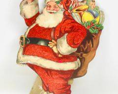 Antique Paper ephemera Santa Standing Display w/ Easel