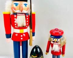 Vintage Wooden Nutcrackers, Different Sizes And Wooden Nutcracker Nesting Doll