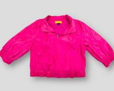 ST. JOHN Yellow Label Hot Pink Lightweight Puff Sleeves Zip Up Jacket Size M