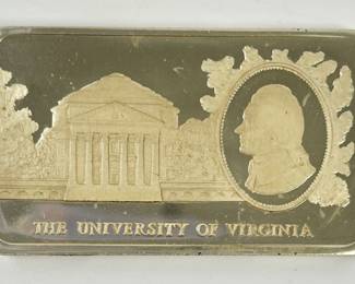 64 Grams Fine 1975 Bicentennial University Of Virginia Solid Sterling Silver 1000 Grains Ingot In Box
