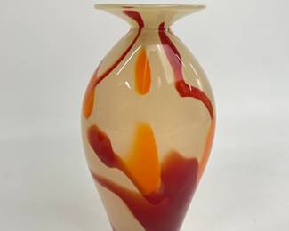 SIGNED Gary COHEN Studio orange Swirl ART GLASS Vase