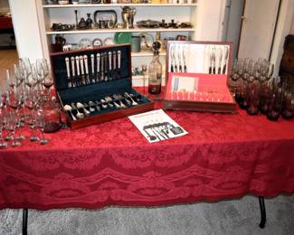 MCM Wedgwood Smoky Grey Crystal, Rogers Brothers Silverplate Sets: Eternally Yours, Flaire