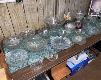 Lovely assortment of glassware serving pieces 