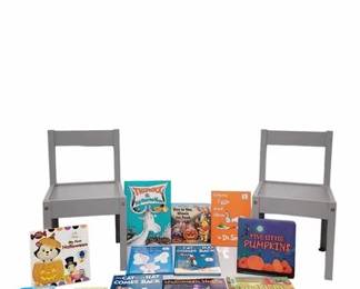 Story Time Two Chairs and variety of Children Books Winnie the pooh  Disney My First Halloween 