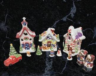 Christmas Village Bear Salt and Pepper Shakers