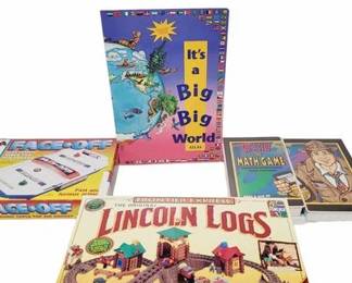 The Original Lincoln Logs Face Off  Get a Clue Math Game  Its a Big Big World Atlas