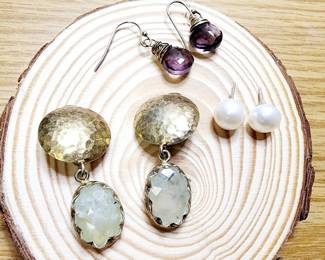 Sterling Silver Earrings Tested Stones