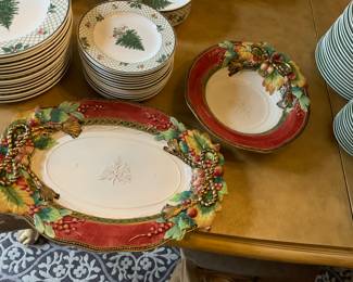 FRITZ AND FLOYD HOLIDAY PLATTER AND BOWL