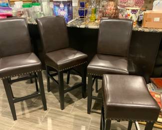 LEATHER STOOLS WITH AND WITHOUT BACKS