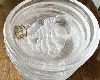 Val St Lambert Crystal Coaster Set