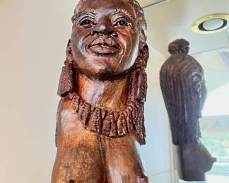 Carved Wood African Woman Statue