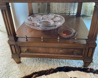 Weiman Side Table with Drawer and Glass Top
