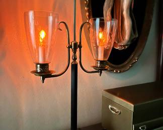 Black and Brass Double Candelabra Lamp