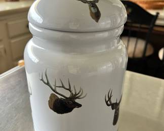 Ceramic Canister with Elk Design