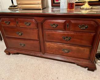 Cherry Wood 6 Drawer Double Dresser