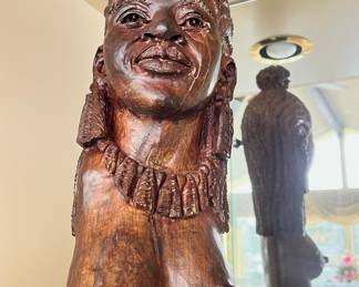 Carved Wood African Woman Statue