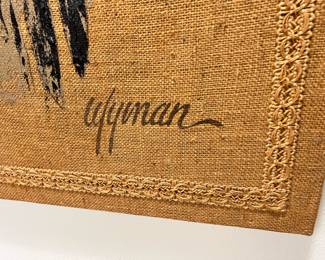Native American Chief Painting on Burlap by Wyman 