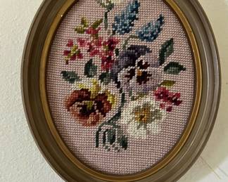 Framed Floral Needlepoint