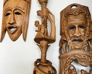 Circa 1950 Hand Carved Zimbabwe Devil Stick, Wood Carved Zimbabwe Art