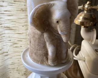 Elephant Themed Candle, White Ceramic Candle Holder