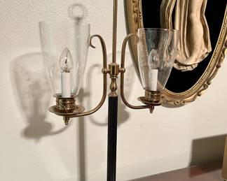 Black and Brass Double Candelabra Lamp
