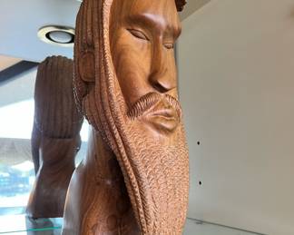 Carved Wood Tribal Head Marked Jimmy Carey, Coopers Pen, Falmouth