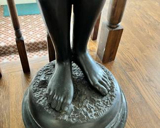 Bronze Tone Metal Life Size Nude Woman Statue
