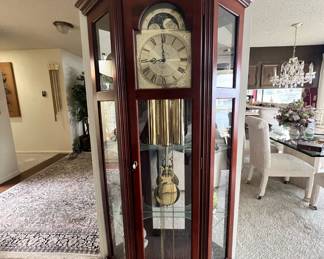Cherry Wood Ridgeway Curio Grandfather Clock