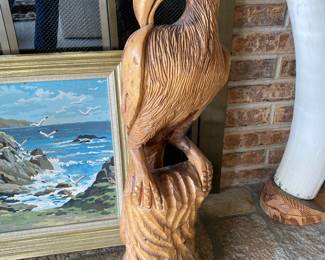 Wood Carved Bird Statue