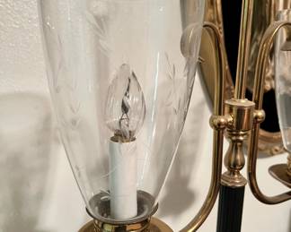 Black and Brass Double Candelabra Lamp