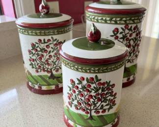 Set of 3 Bella Casa by Ganz Canisters with Apple Tree Design