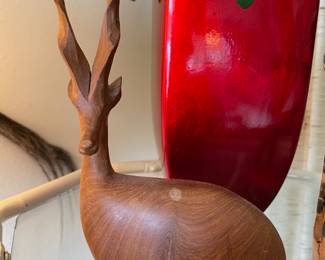 Hand Carved Teak Wood Gazelle Sculpture