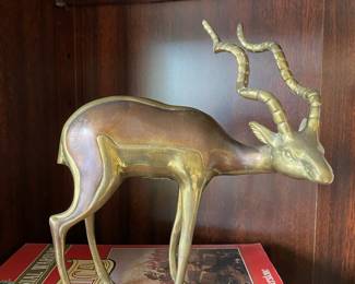 Pair of Brass Antelope Sculptures