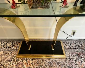 Mid Century Modern Brass and Glass Console Table