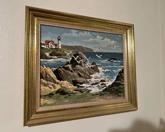 1960's Paint By Numbers Seaside Painting