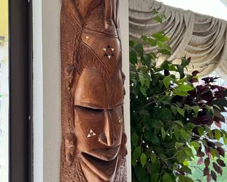 Large Carved Wood African Tribal Mask