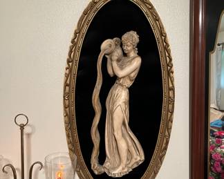 Black and Gold Tone Cameo Wall Plaque